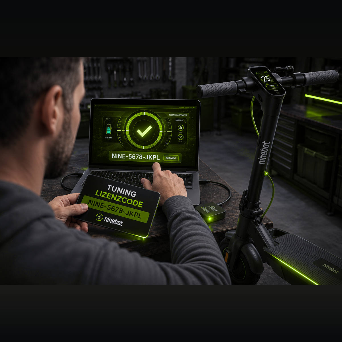 Online Ninebot Sofort Tuning Lizenz für Ninebot max G3 D + GT3 + ZT3 + G2 D + G30 D + F2 + F2 Plus + F2 Pro via Bluetooth